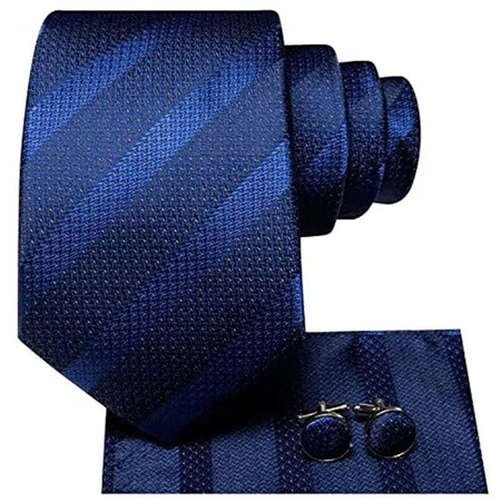 Żakardowy zestaw - krawat + poszetka + spinki