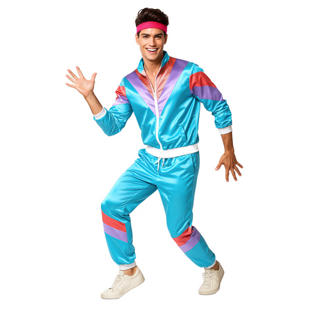 Dres w stylu retro z lat 70. i 80 - niebieski