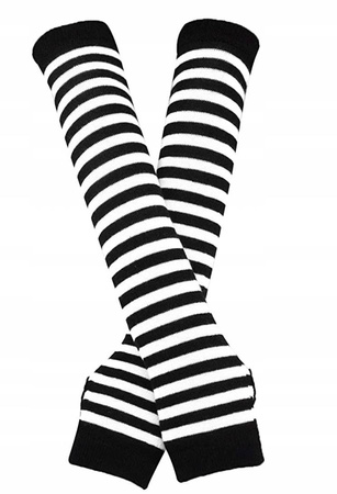 Rękawiczki długie bez palców mitenki paski