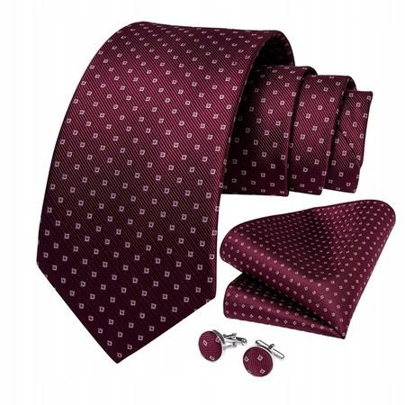 Żakardowy zestaw - krawat + poszetka + spinki