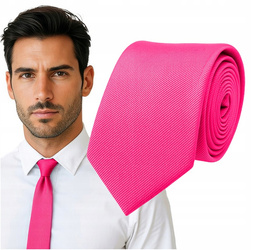 Krawat śledzik prążkowany - ciemnoróżowy