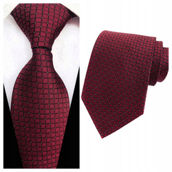 Krawat męski klasyczny w kratkę - bordowy