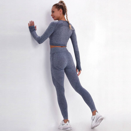 Komplet zestaw sportowy legginsy bezszwowe + top 
