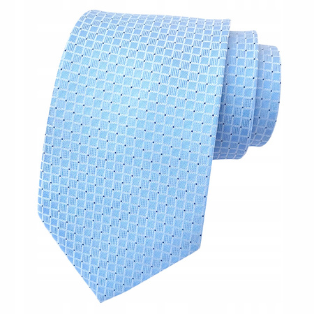 Krawat męski klasyczny w kratkę - niebieski