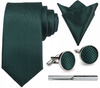 Zestaw męski w pudełku - krawat + poszetka + spinki do mankietów + spinka do krawata BUTELKOWA ZIELEŃ