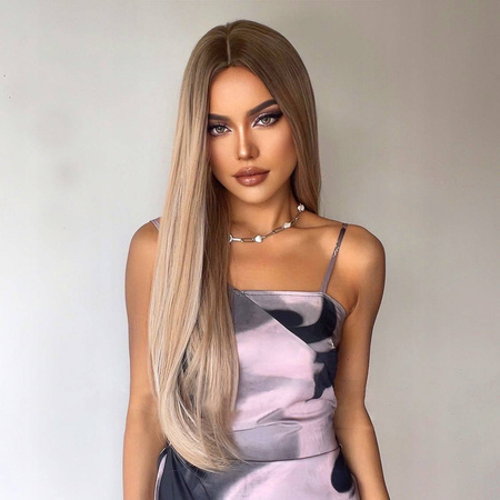 Peruka blond brąz prosta jak naturalna 