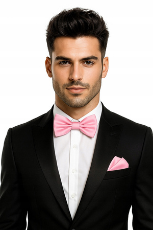 Zestaw mucha + poszetka - jasny różowy GŁADKIE