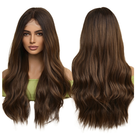 Peruka lace front długa brązowe włosy