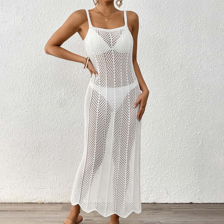 Długa ażurowa sukienka plażowa boho MAXI