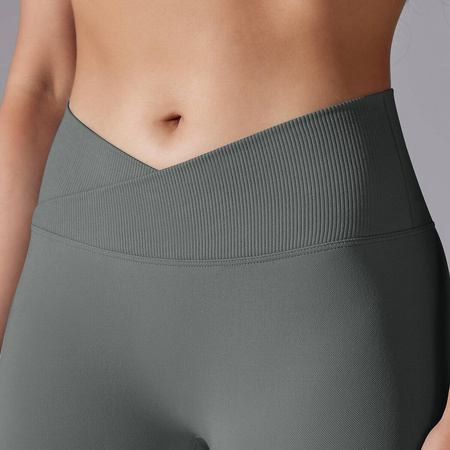 Legginsy sportowe z wysoki stanem i  marszczeniami