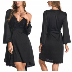 Komplet szlafrok damski satynowy koszulka