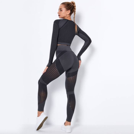 Komplet zestaw sportowy legginsy bezszwowe + top 