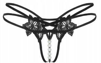 Stringi koronkowe czarne paseczki