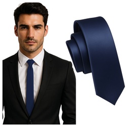 Krawat śledzik granatowy