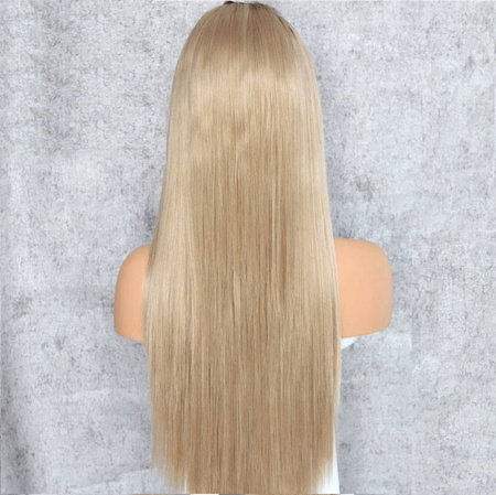 Peruka lace front długa ombre ciemny blond prosta