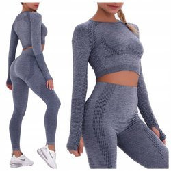 Komplet zestaw sportowy legginsy bezszwowe + top