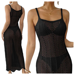 Długa ażurowa sukienka plażowa boho MAXI