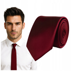 Krawat śledzik prążkowany - bordowy