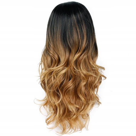 Peruka długa ombre brąz blond fale