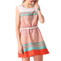 Szyfonowa sukienka w kolorowe paski