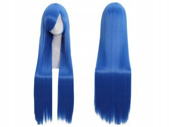 Peruka długa niebieska prosta cosplay