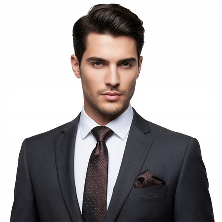 Żakardowy zestaw - krawat + poszetka + spinki