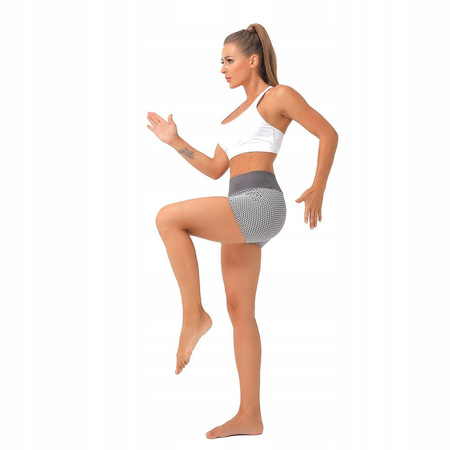 Spodenki sportowe fitness karbowane z wysokim stanem