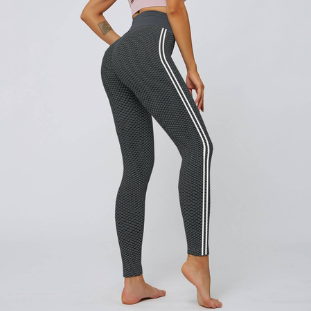Legginsy sportowe lampasy push up wysoki stan karbowane 