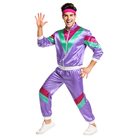 Dres w stylu retro z lat 70. i 80 - fioletowy