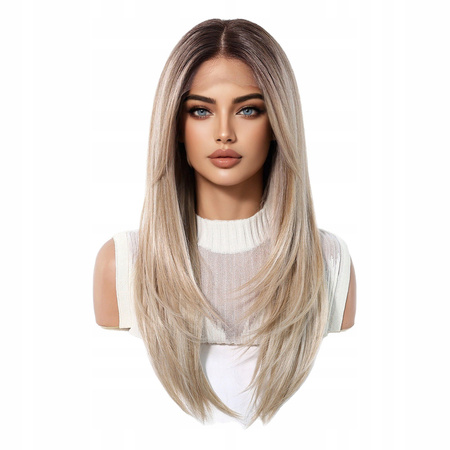 Peruka długa lace front blond prosta