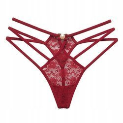 Stringi damskie paseczki z rozcięciem perełka