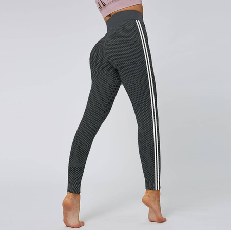 Legginsy sportowe lampasy push up wysoki stan karbowane 