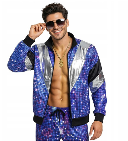 Dres w stylu retro z lat 70. i 80 - niebieski