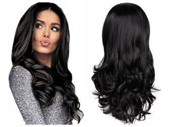 Peruka długa czarna fale