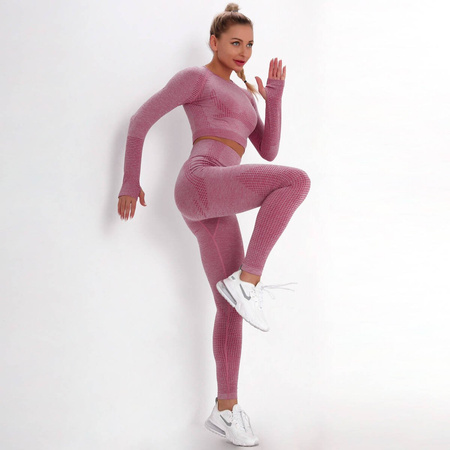 Komplet zestaw sportowy legginsy bezszwowe + top 