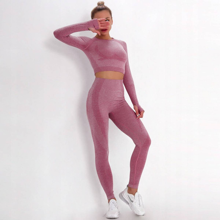 Komplet zestaw sportowy legginsy bezszwowe + top 