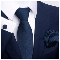 Elegancki zestaw krawat + poszetka + spinki do mankietów