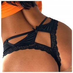 Stringi damskie paseczki siateczka z koronką