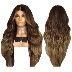 Peruka długa ombre brązowa fale