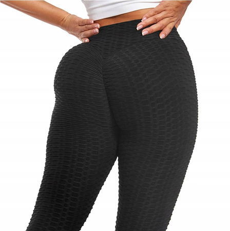 Legginsy sportowe karbowany wzór wysoki stan