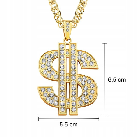 Złoty łańcuch dolar naszyjnik