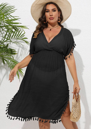 Sukienka plażowa pareo plus size CZARNA