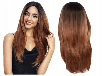 Peruka długa ombre brązowa prosta