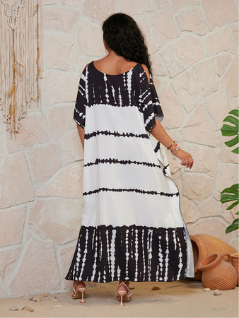 Pareo długa narzutka plażowa tunika z paskiem