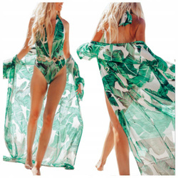 Narzutka plażowa boho długa print