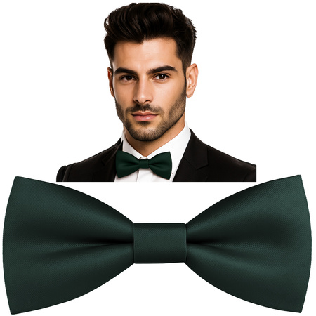 Elegancka muszka męska - BUTELKOWY ZIELONY