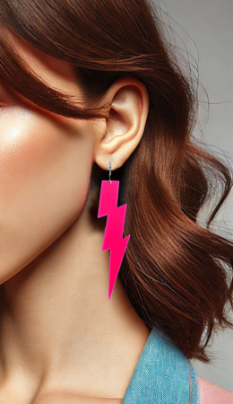 Neonowe kolczyki błyskawice żółte