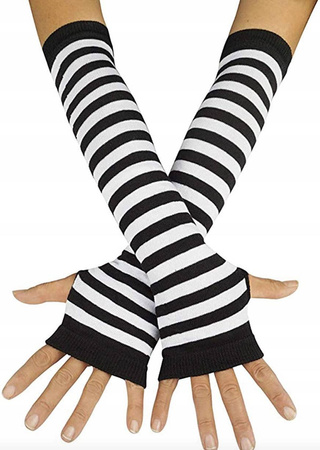 Rękawiczki długie bez palców mitenki paski