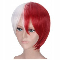 Peruka krótka biało czerwona anime cosplay
