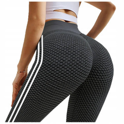 Legginsy sportowe lampasy push up wysoki stan karbowane